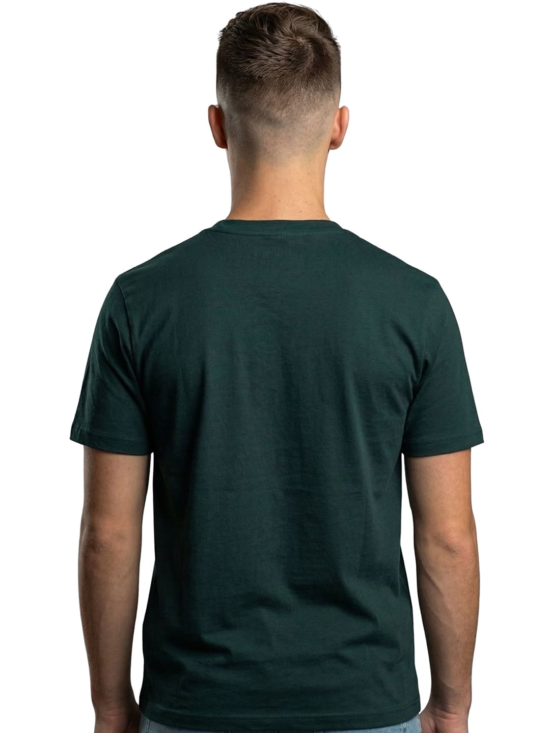 Dark green round neck half sleeves printed T-shirt