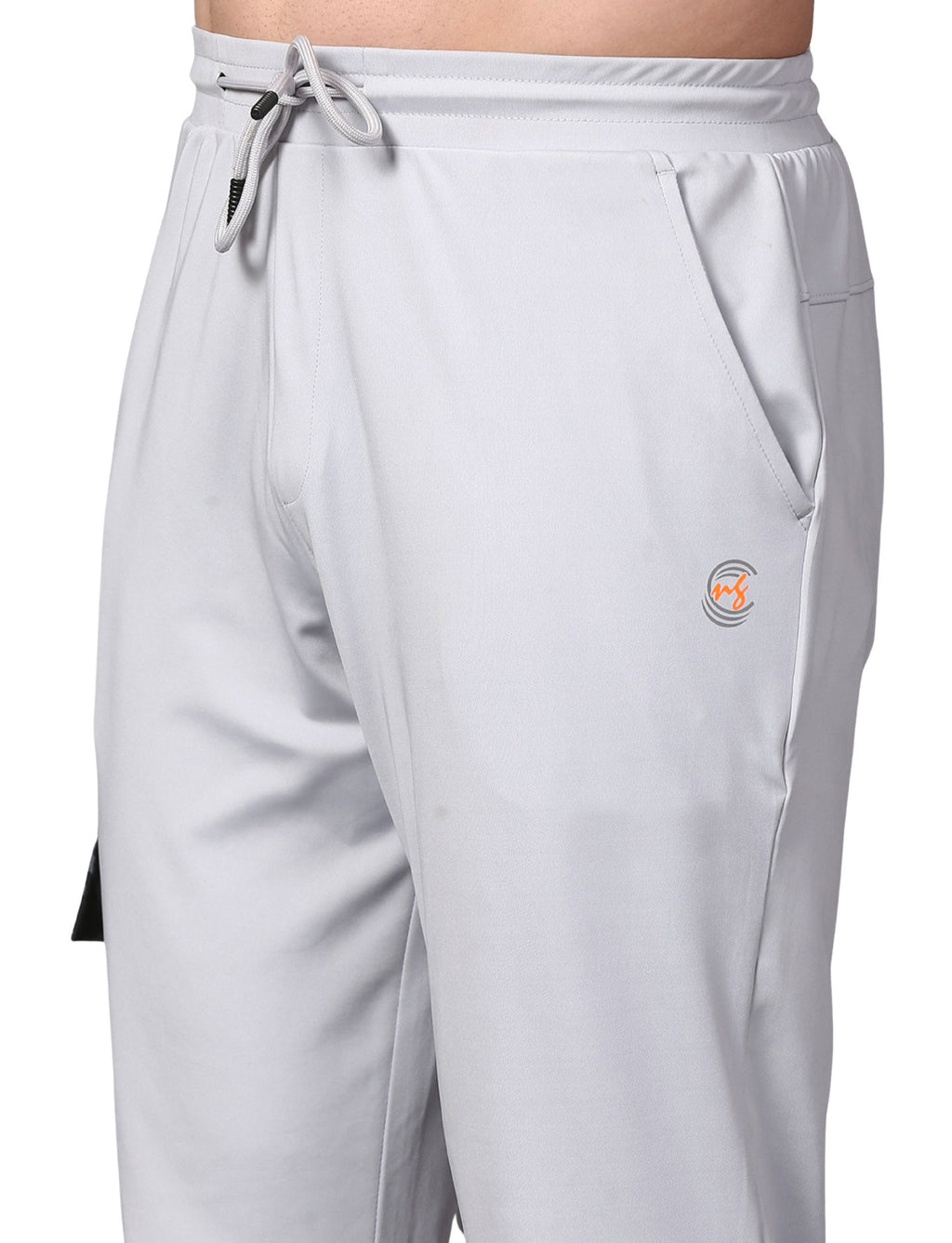 Men's Track Pants Slim Ragular Fit Joggers with One Side Flap Pockets Light Grey