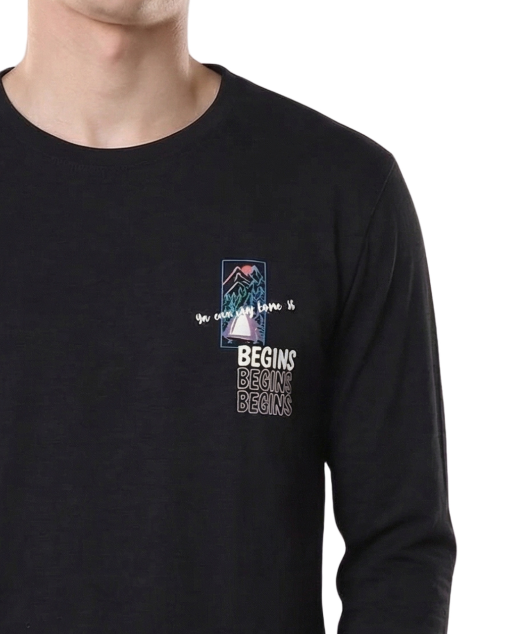 Begins Mountain Print Full Sleeve T-Shirt for Men