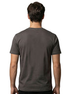 Dark grey half sleeves round neck printed T-shirt