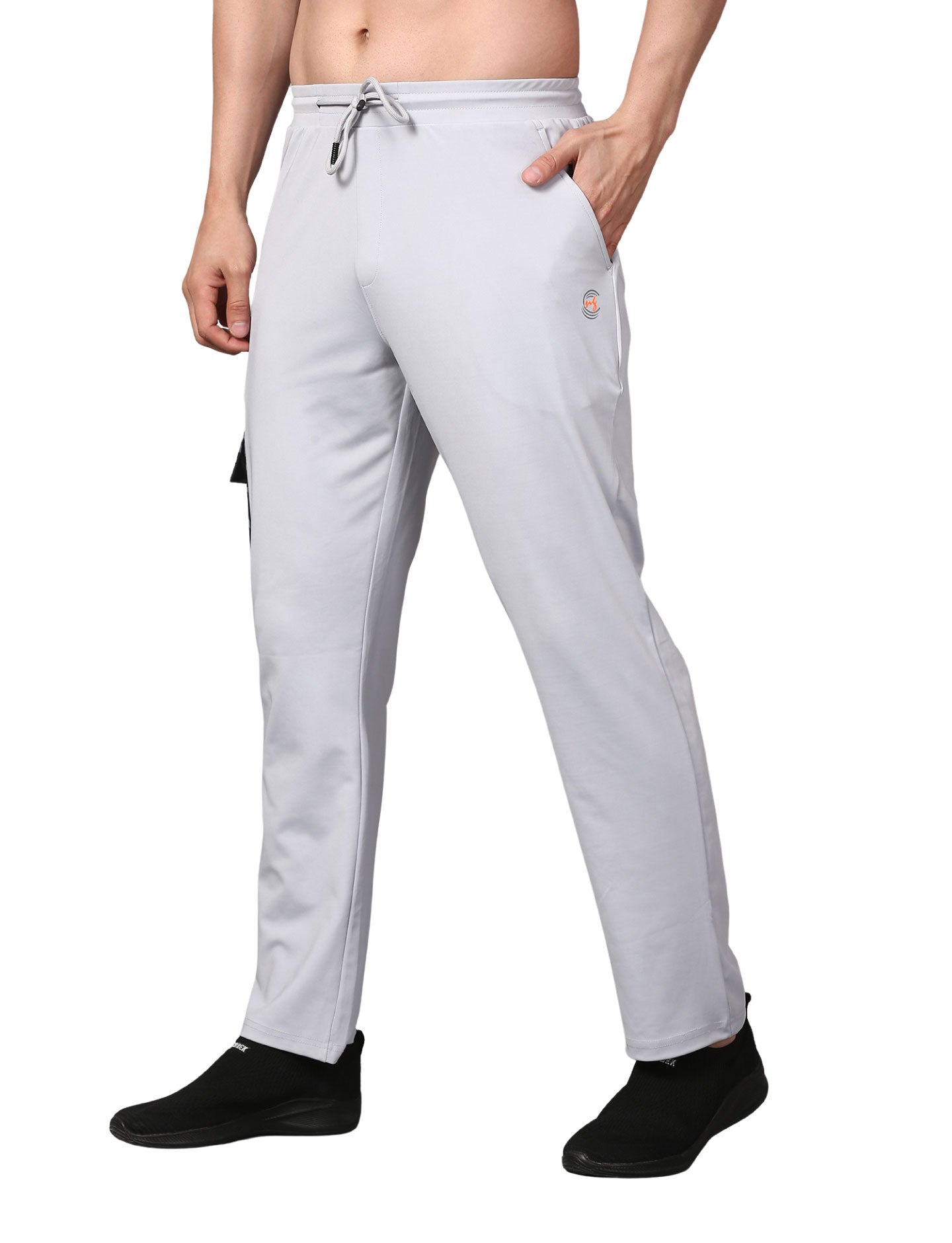 Men's Track Pants Slim Ragular Fit Joggers with One Side Flap Pockets Light Grey