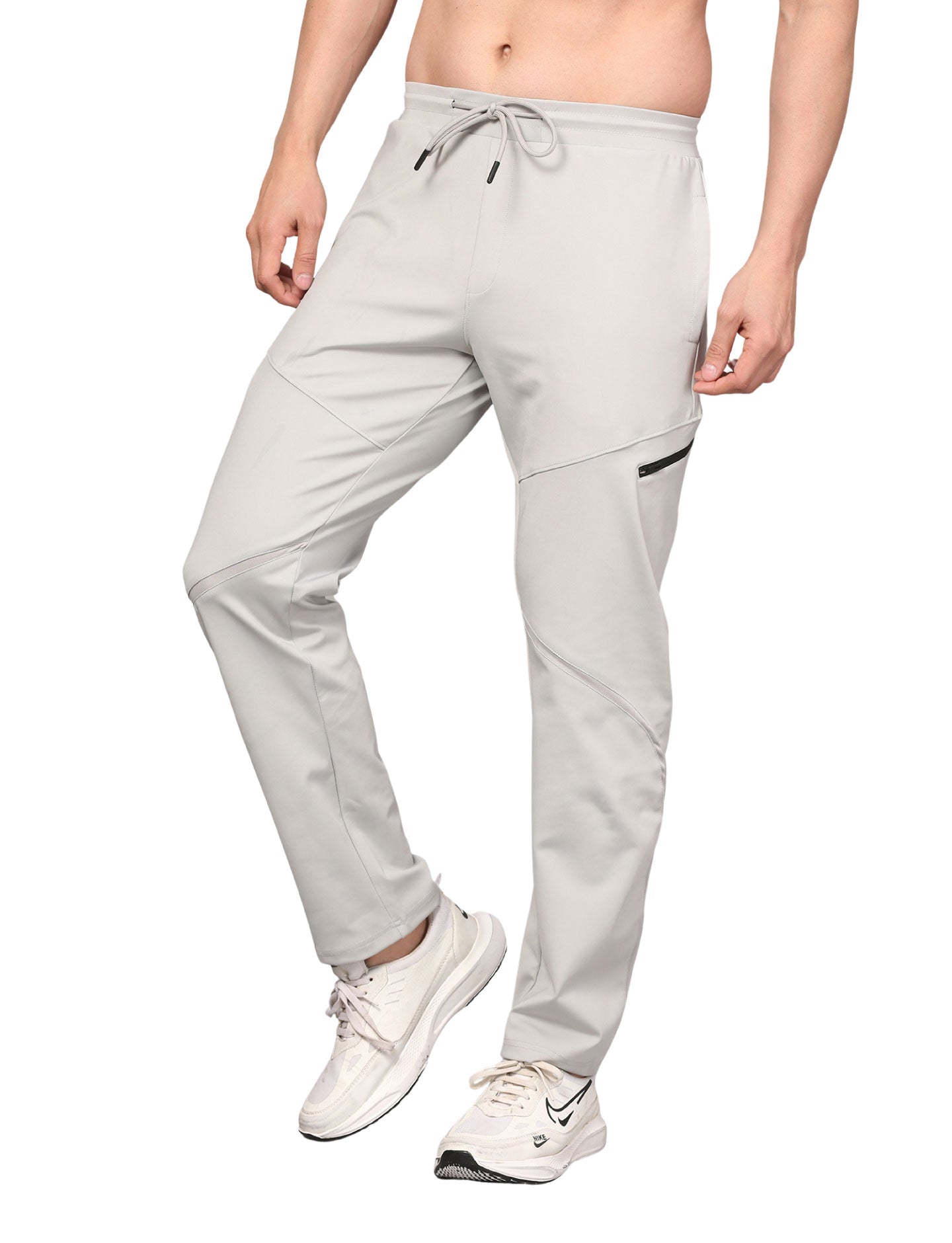 Men's Track Pants Sport Side Zipper for Gen Z with Outdoor Activewear Light Grey