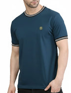 Pretty  Men's Organic Cotton Crew Neck T-Shirt with Striped Trim