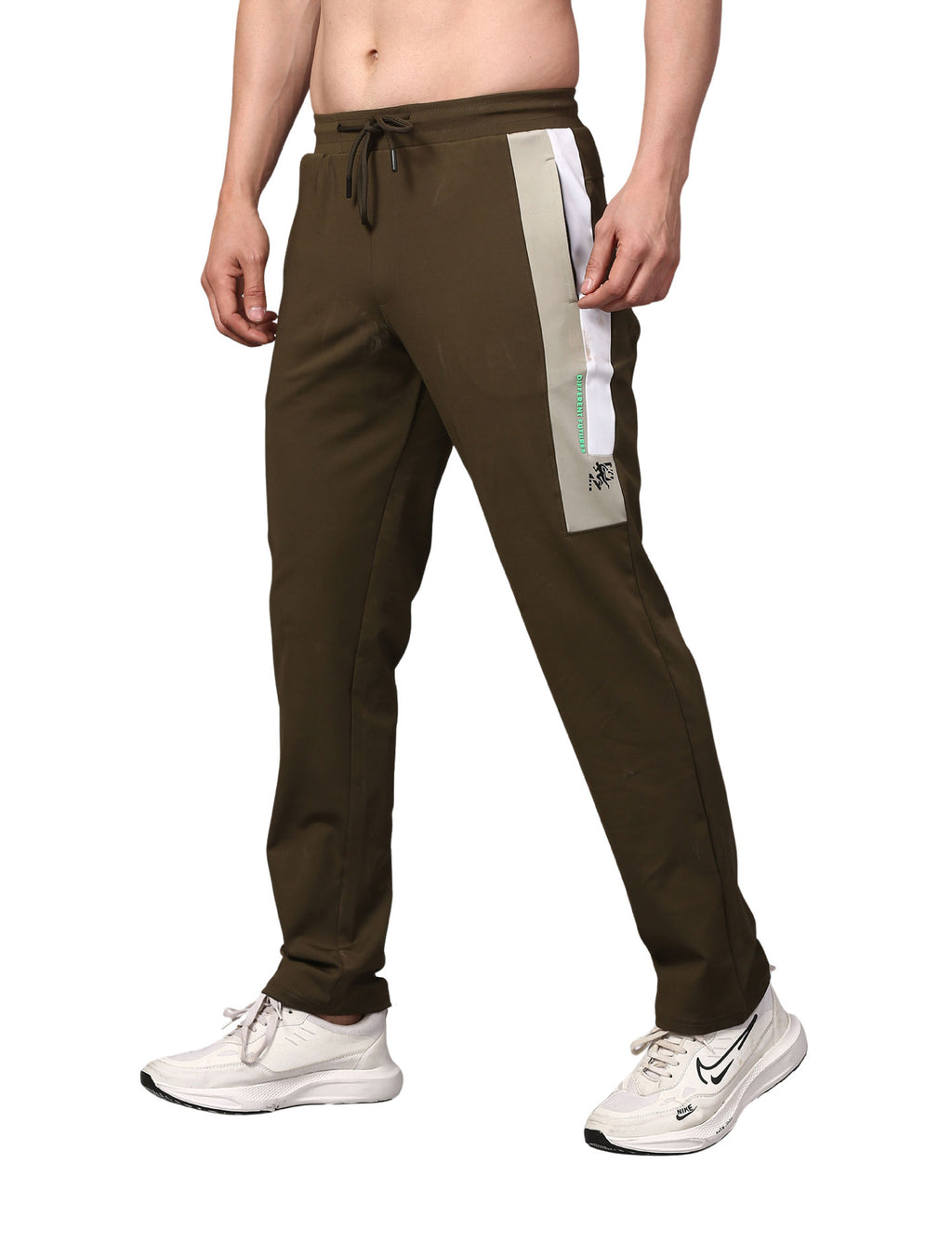 Men's Track Pants Smart Fit Joggers with Side 2 with Back 1 Pockets Active Olive