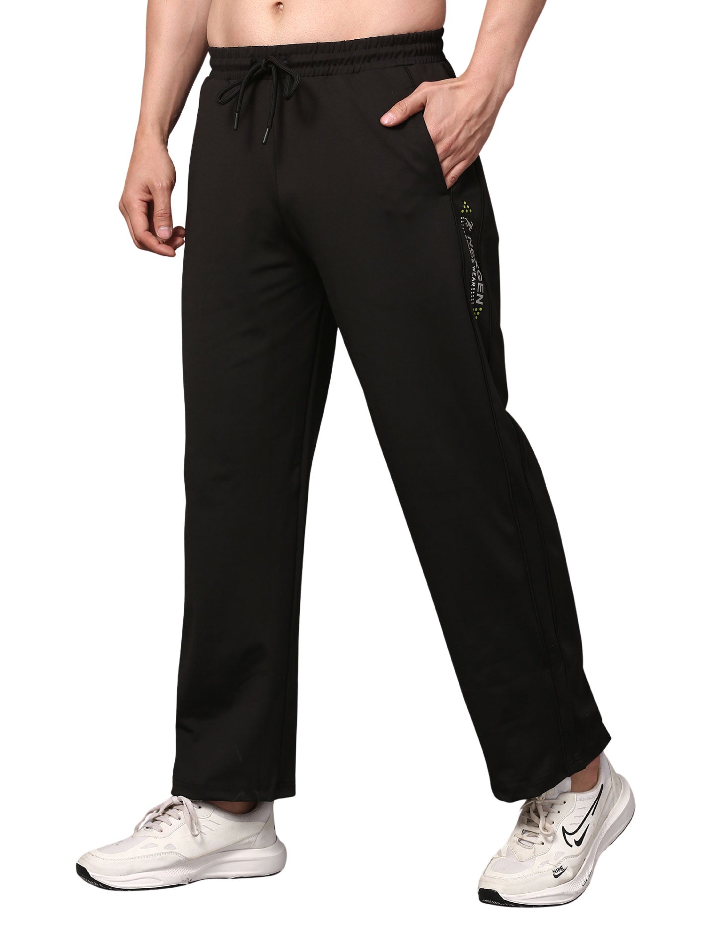 Men's Track Pants Solid Slim Fit Joggers for Man, Boy & Gen Z Drawsting Black