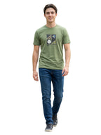 Light olive green round neck printed T-shirt