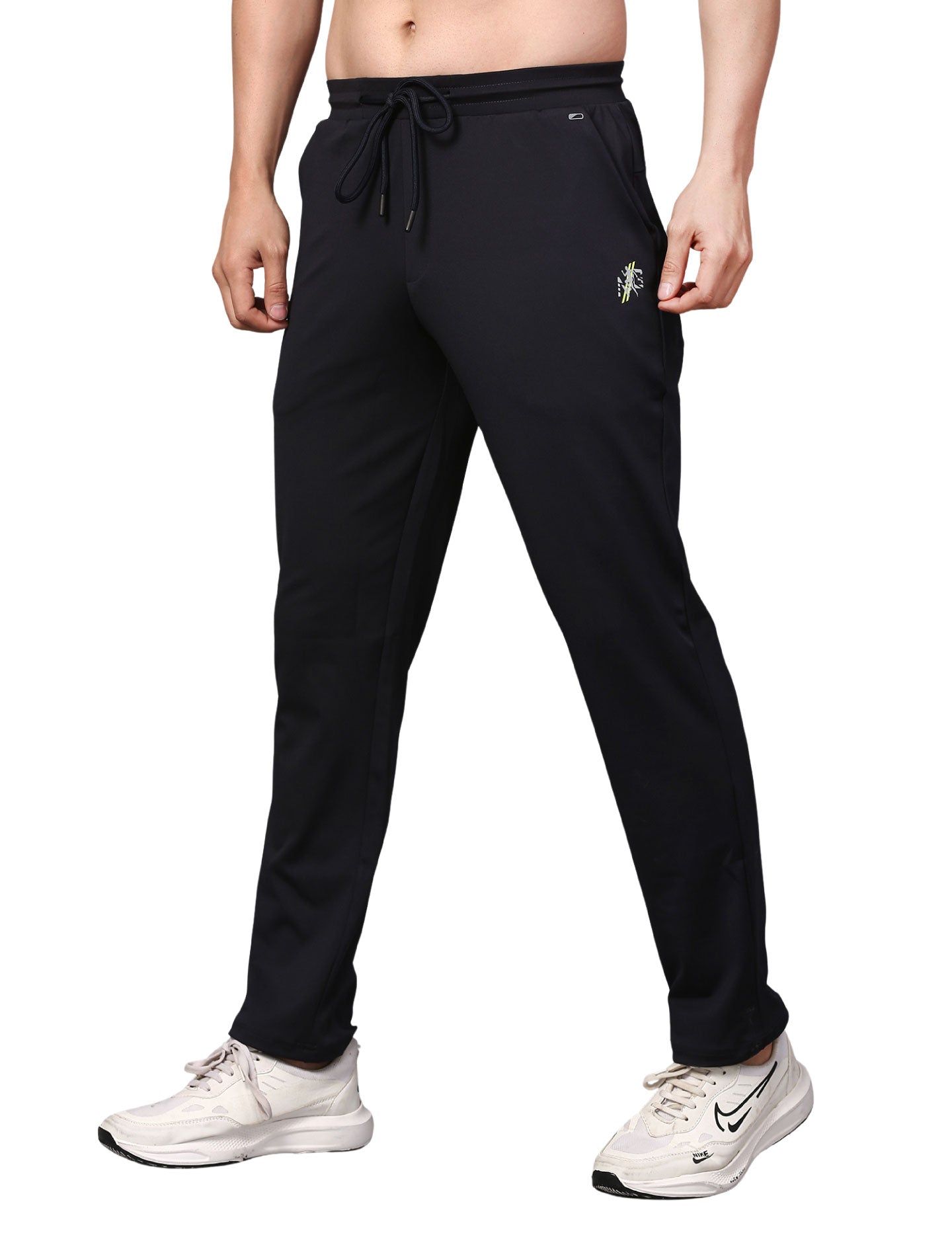 Men's Track Pants Slim Fit Joggers for Gen Z with Zipper Pocket Drawsting Navy