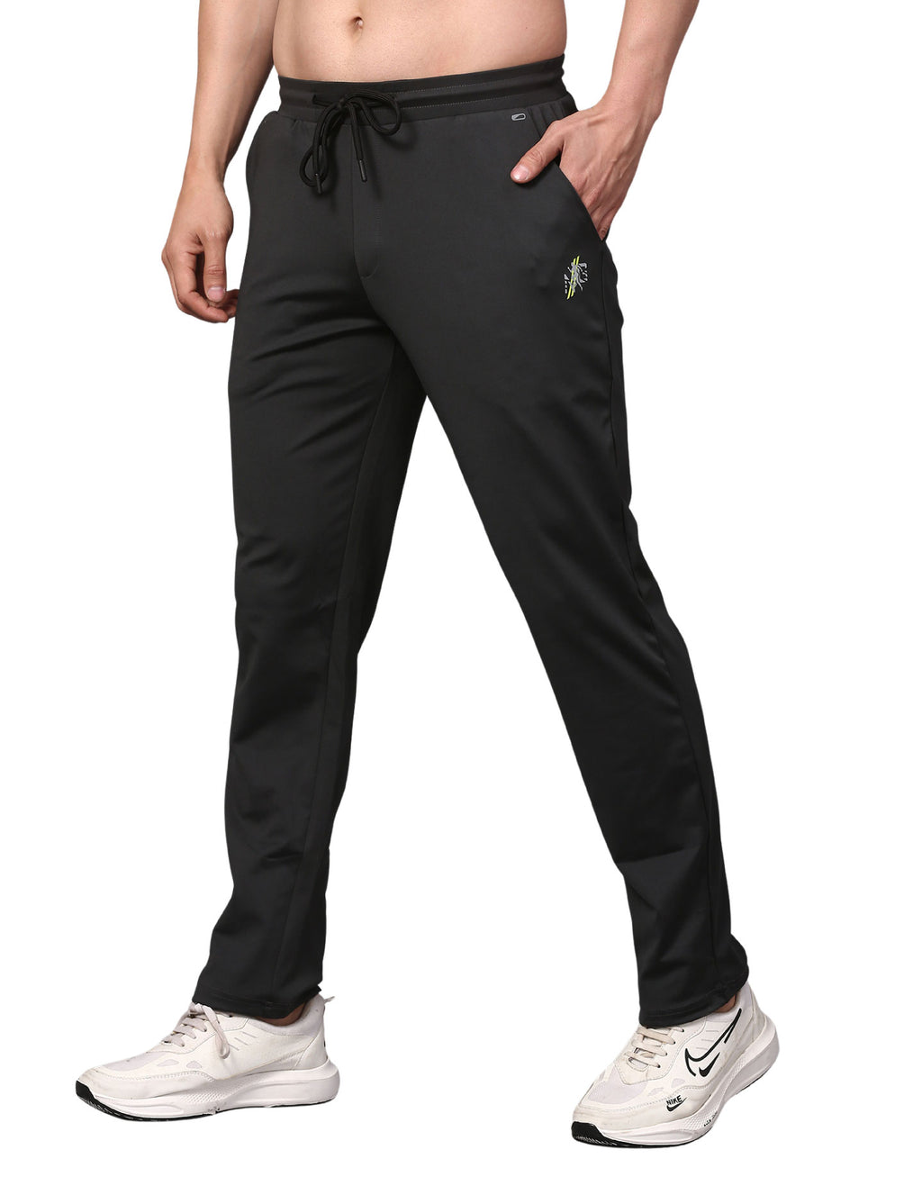 Men's Track Pants Slim Fit Joggers for Gen Z with Zipper Pocket Drawsting Charcoal