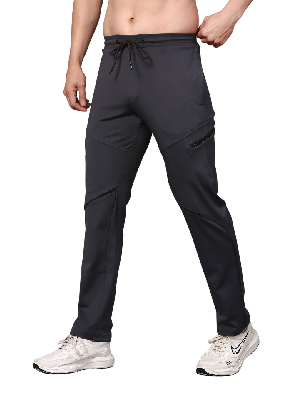 Men's Track Pants Sport Side Zipper for Gen Z with Outdoor Activewear Dark Grey
