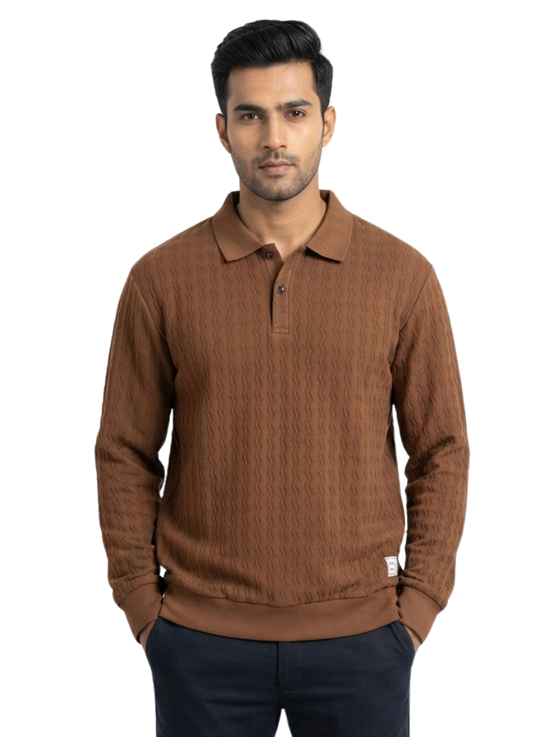 Textured Polo : Brown