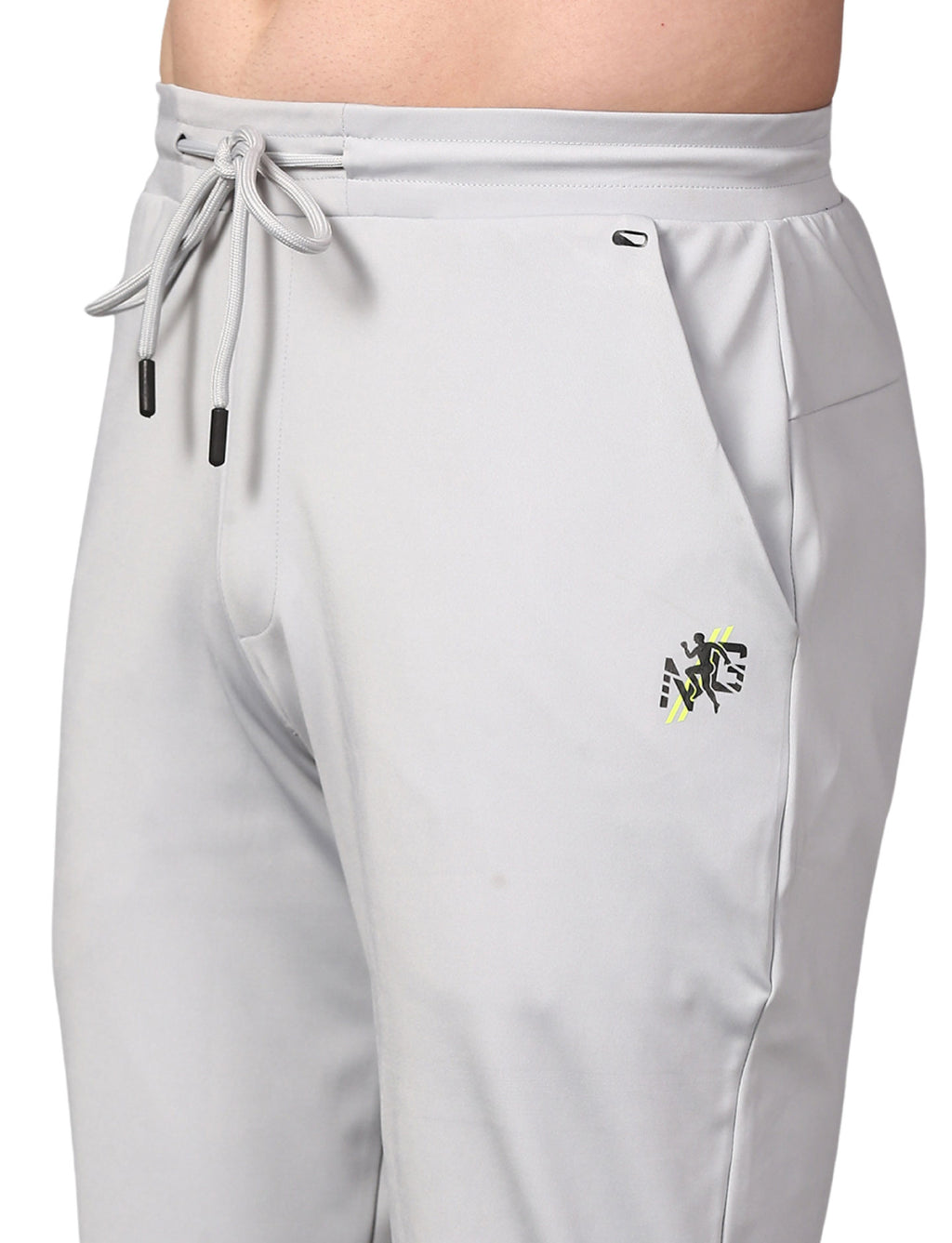 Men's Track Pants Slim Fit Joggers for Gen Z with Zipper Pocket Drawsting Light Grey