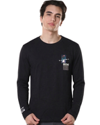 Begins Mountain Print Full Sleeve T-Shirt for Men – Black