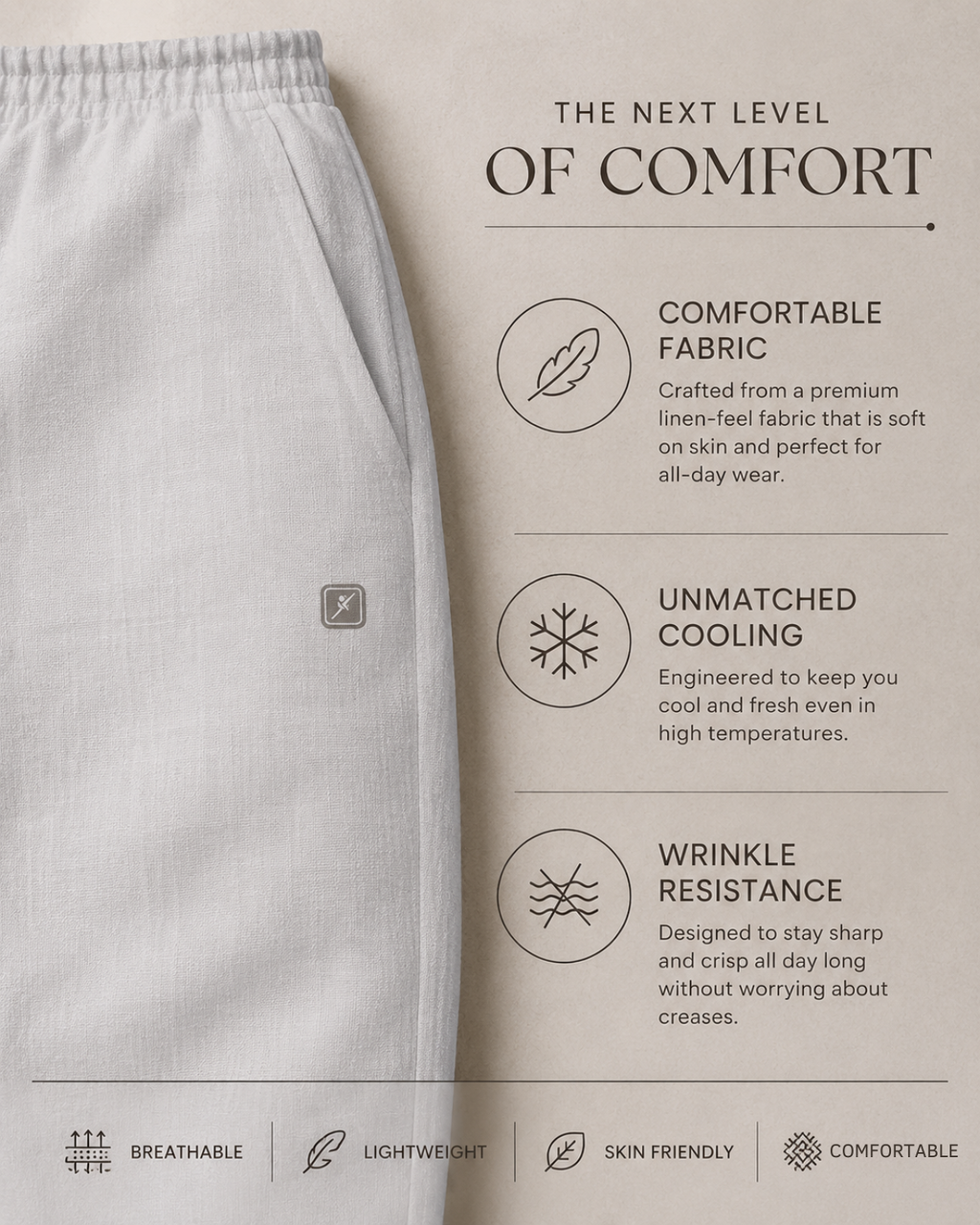Linen Look Straight Fit Pants white