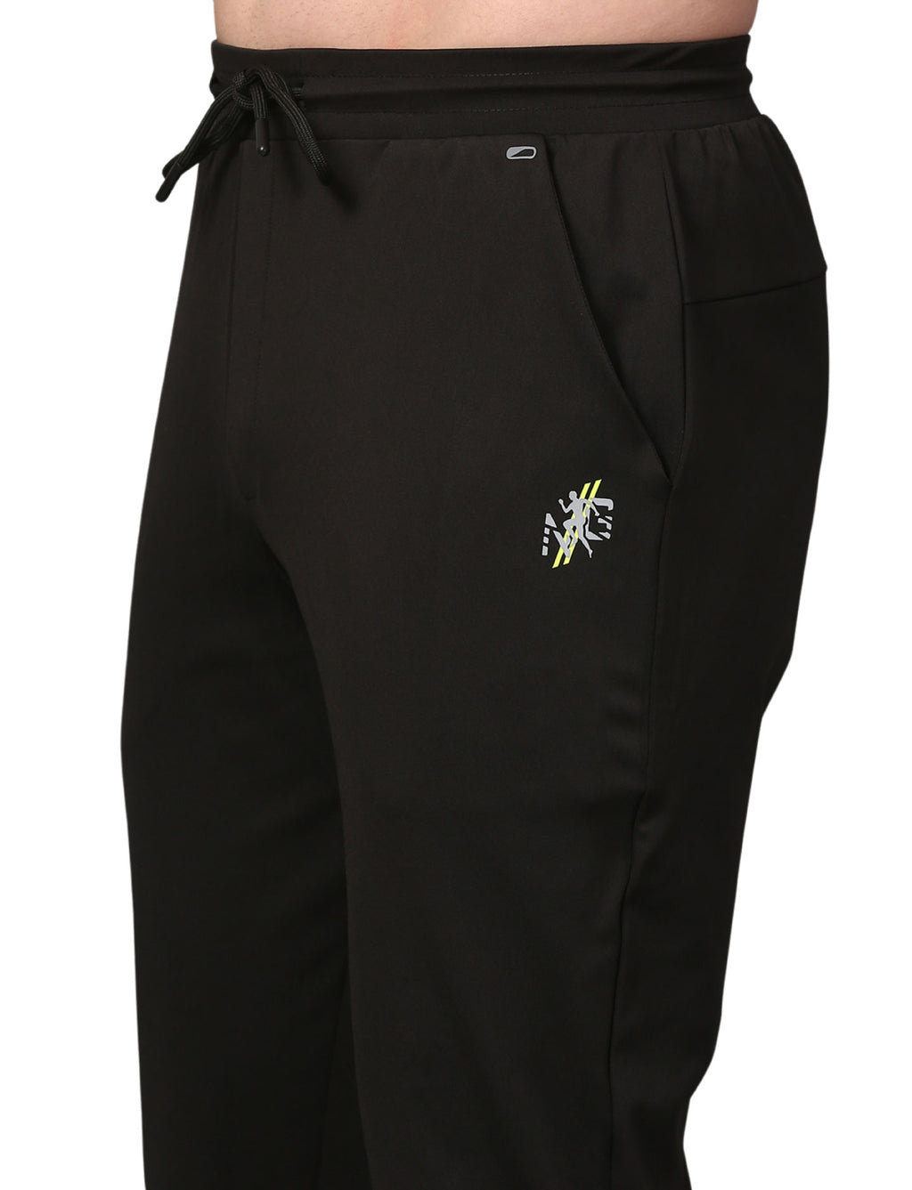 Men's Track Pants Slim Fit Joggers for Gen Z with Zipper Pocket Drawsting Black