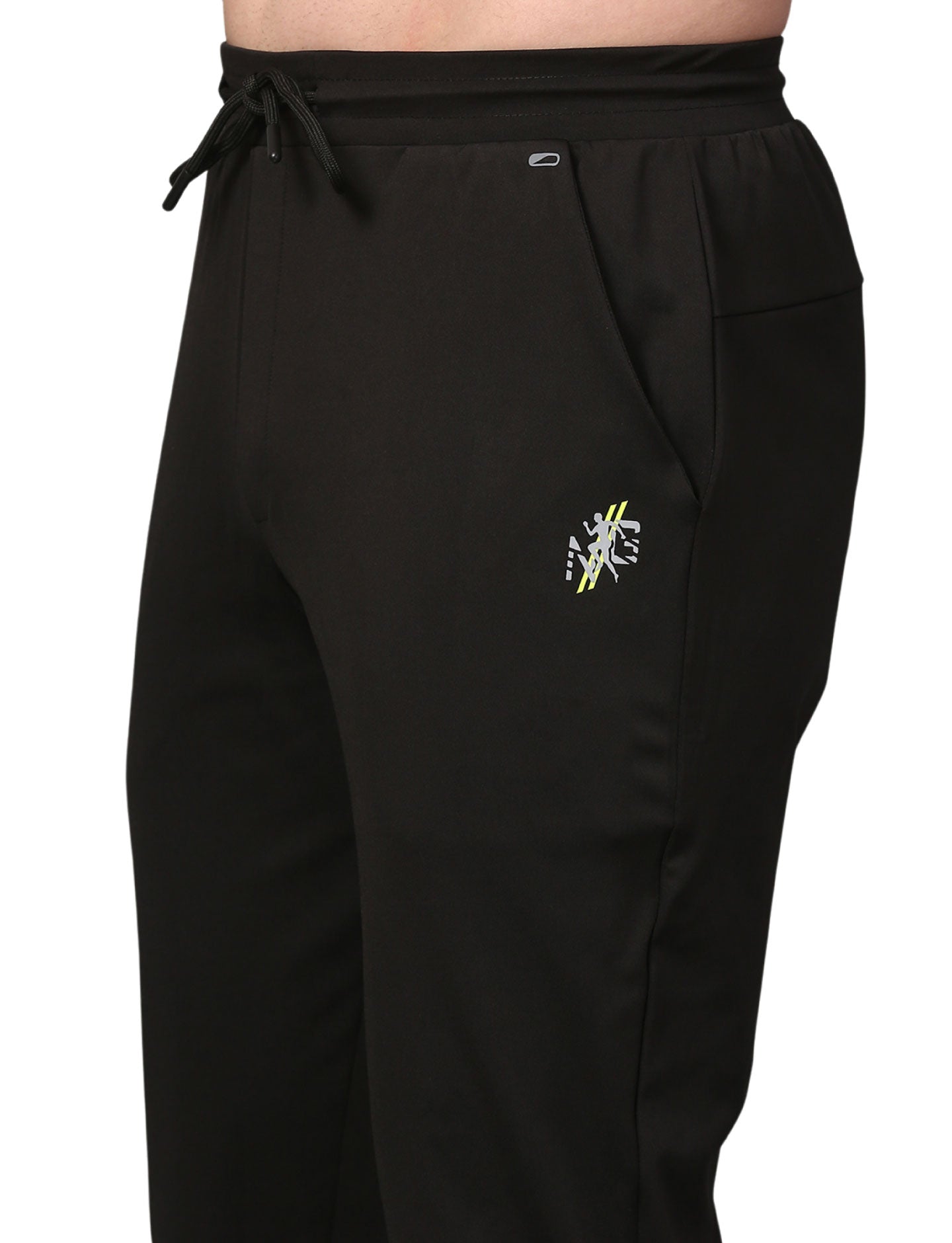 Men's Track Pants Slim Fit Joggers for Gen Z with Zipper Pocket Drawsting Black