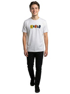 White round neck half sleeves printed T-shirt