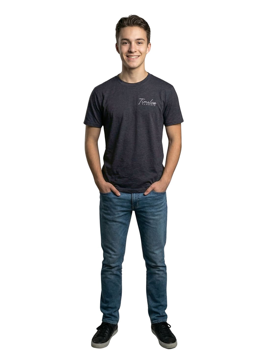 Black round neck half sleeves printed T-shirt
