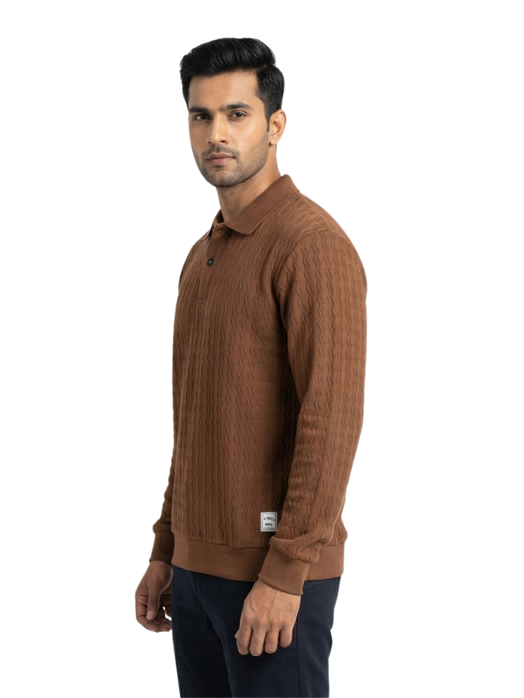 Textured Polo : Brown