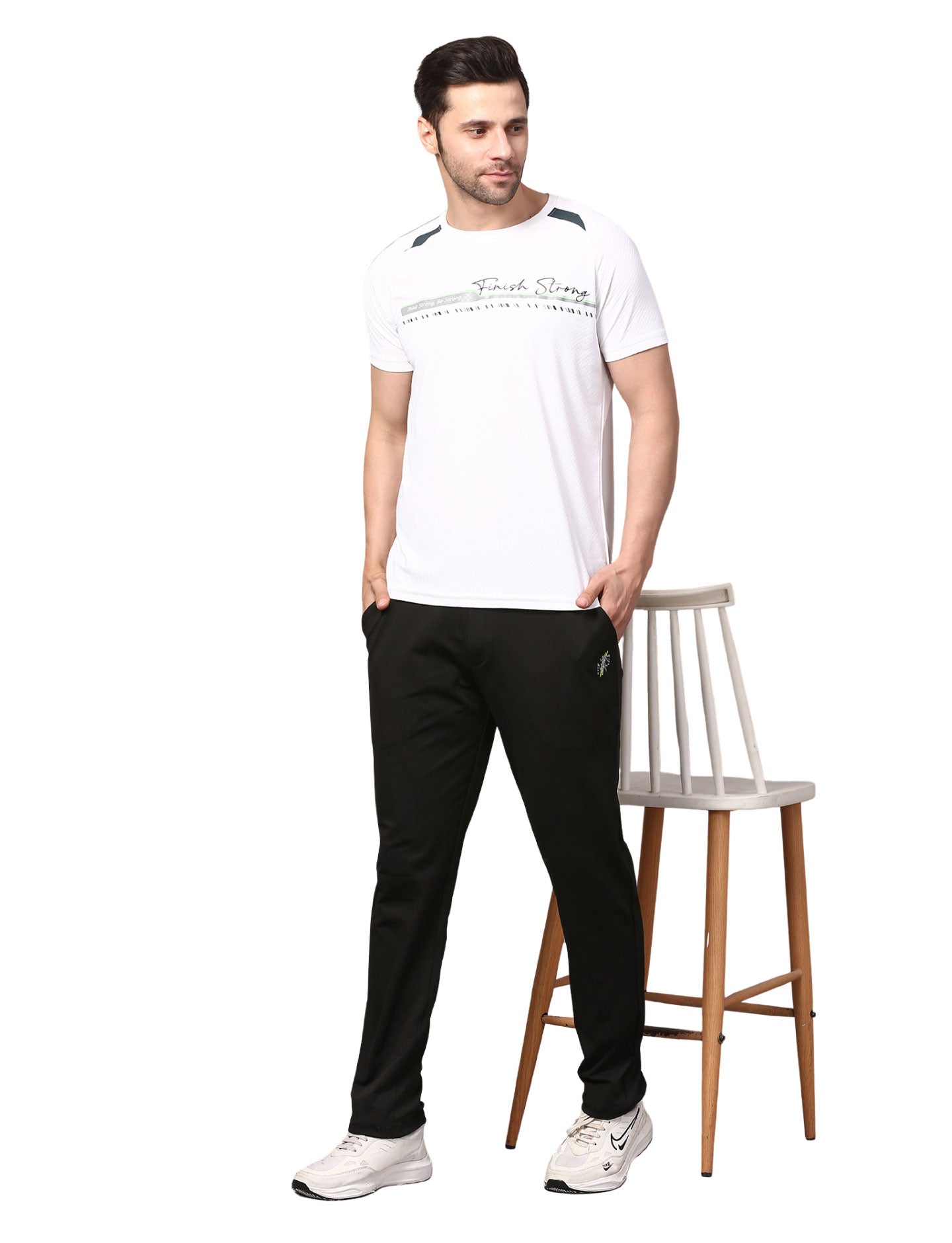 Men's Track Pants Slim Fit Joggers for Gen Z with Zipper Pocket Drawsting Black