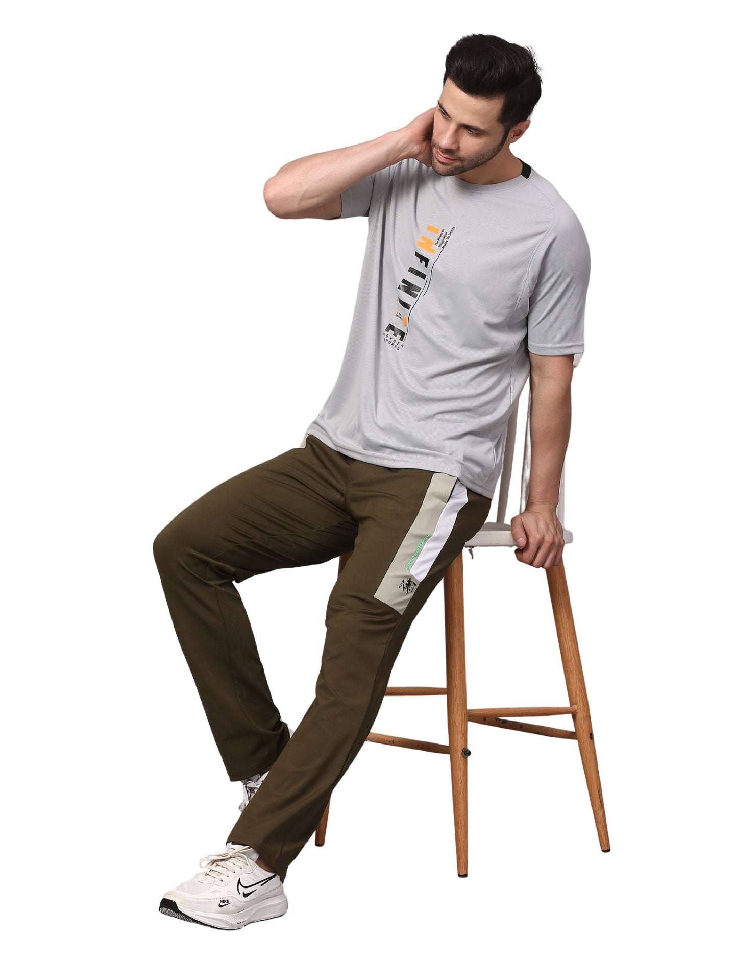 Men's Track Pants Smart Fit Joggers with Side 2 with Back 1 Pockets Active Olive