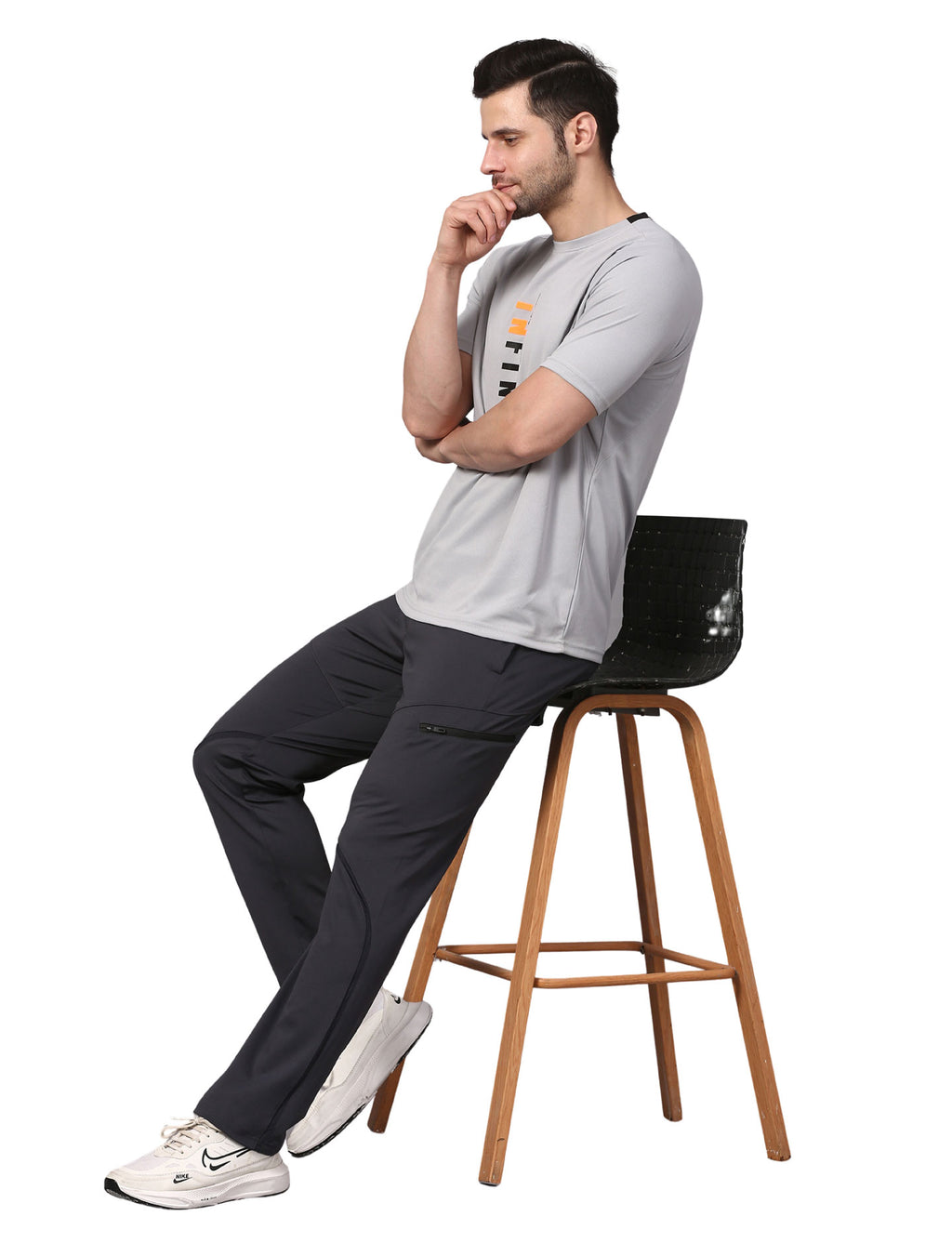 Men's Track Pants Sport Side Zipper for Gen Z with Outdoor Activewear Dark Grey