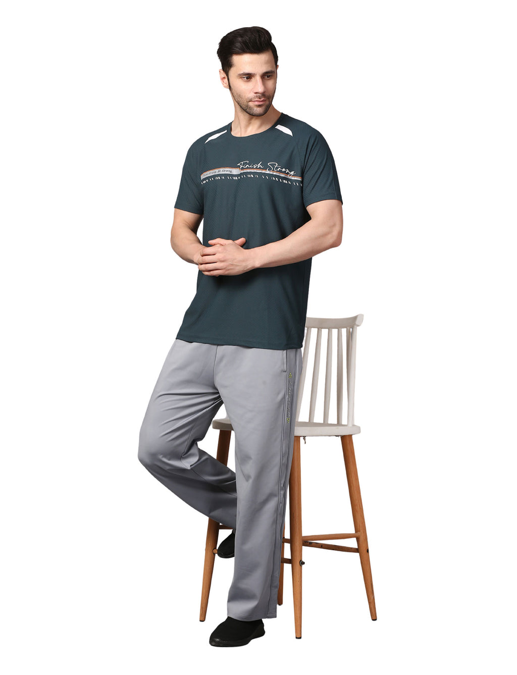 Men's Track Pants Solid Slim Fit Grey