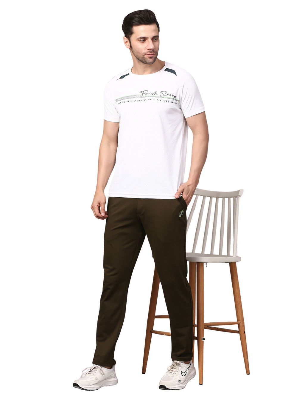 Men's Track Pants Slim Fit Joggers for Gen Z with Zipper Pocket Drawsting Olive