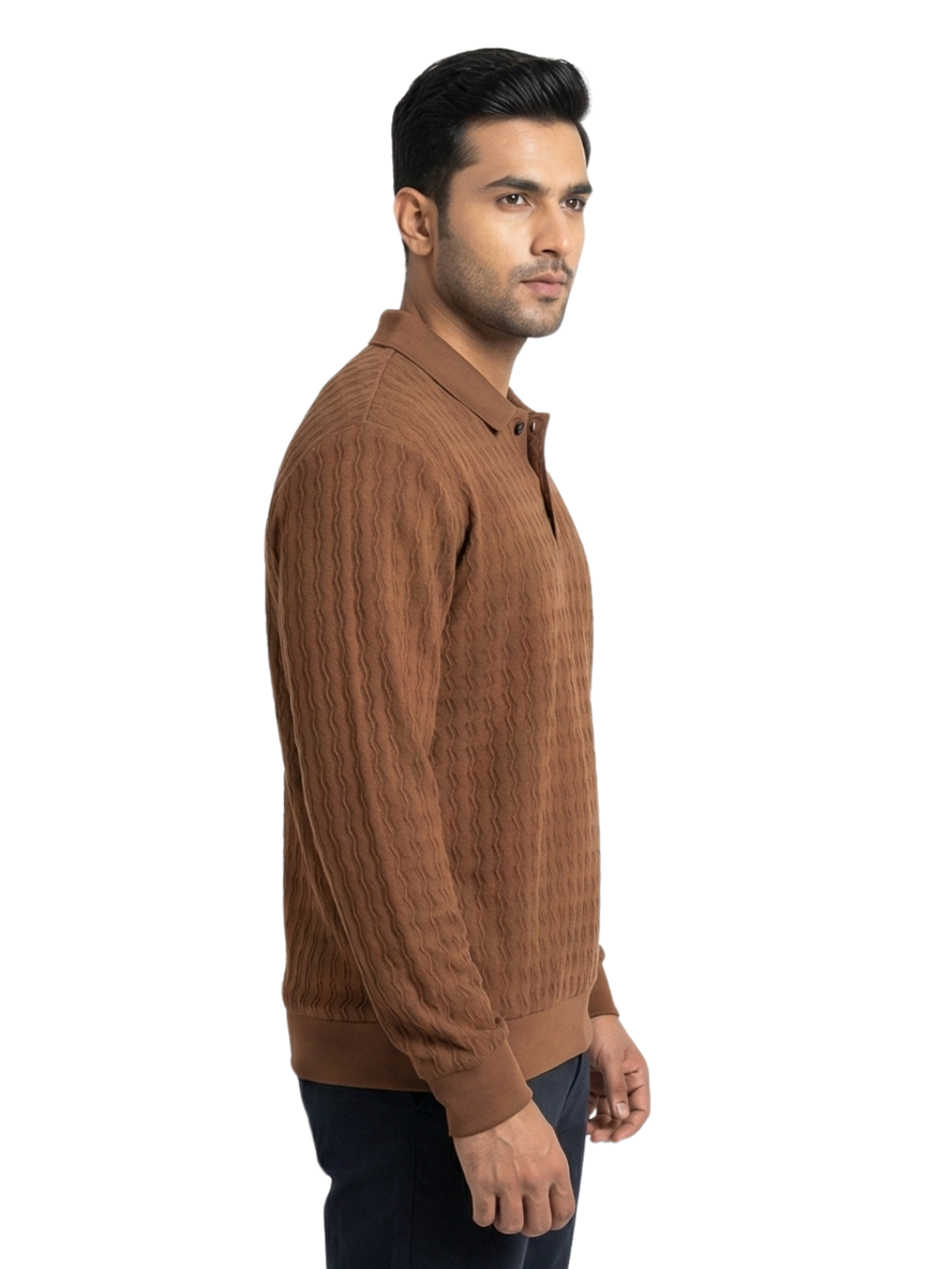 Textured Polo : Brown