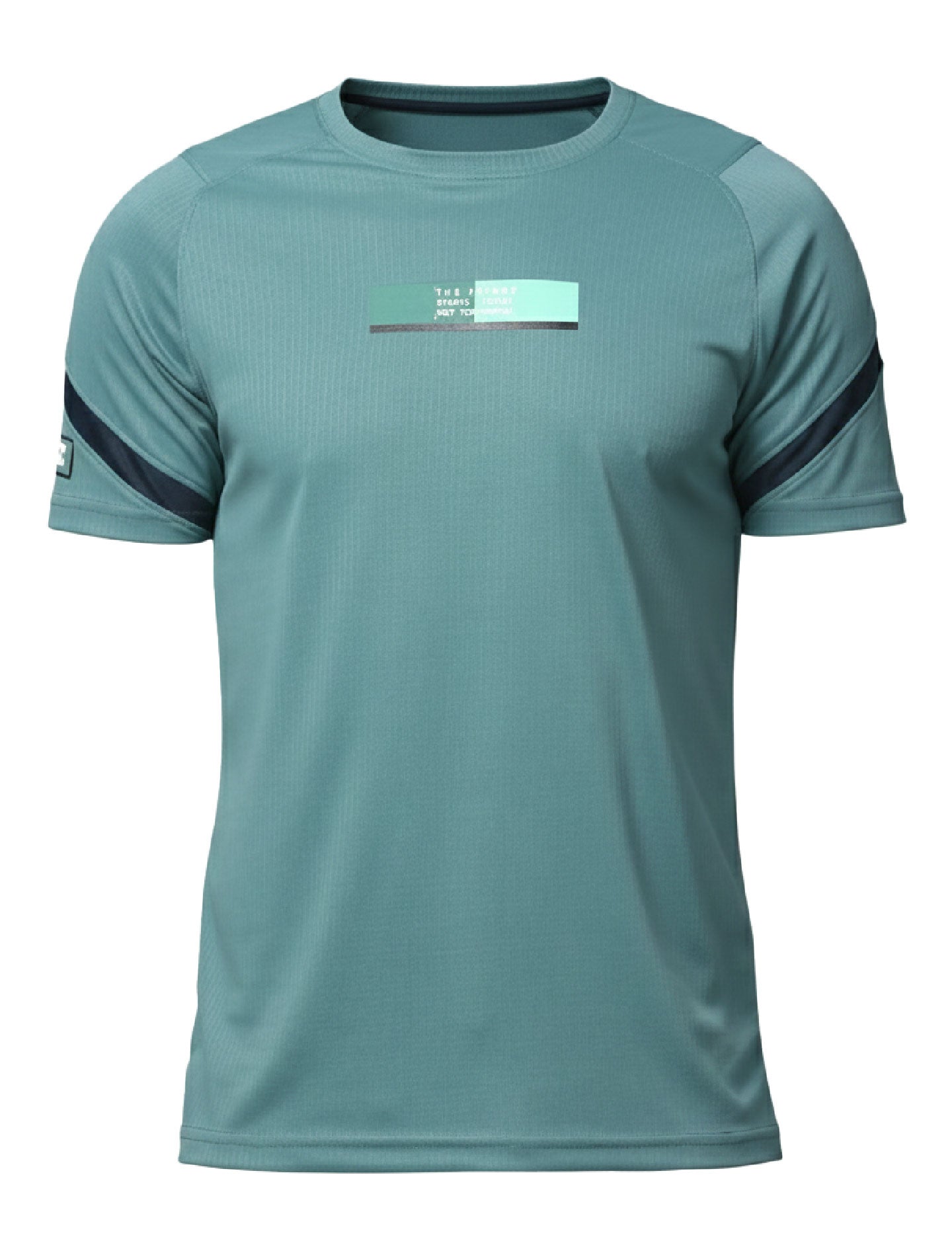 Men's  Rapid Dry Athletic T-Shirt with Raglan Sleeves & Chest Print AQUA GREEN