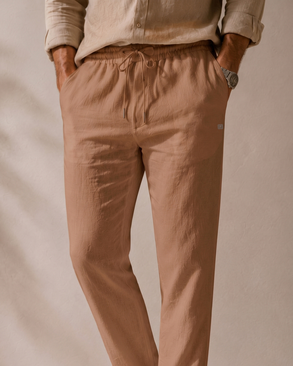 Linen Look Straight Fit Pants white