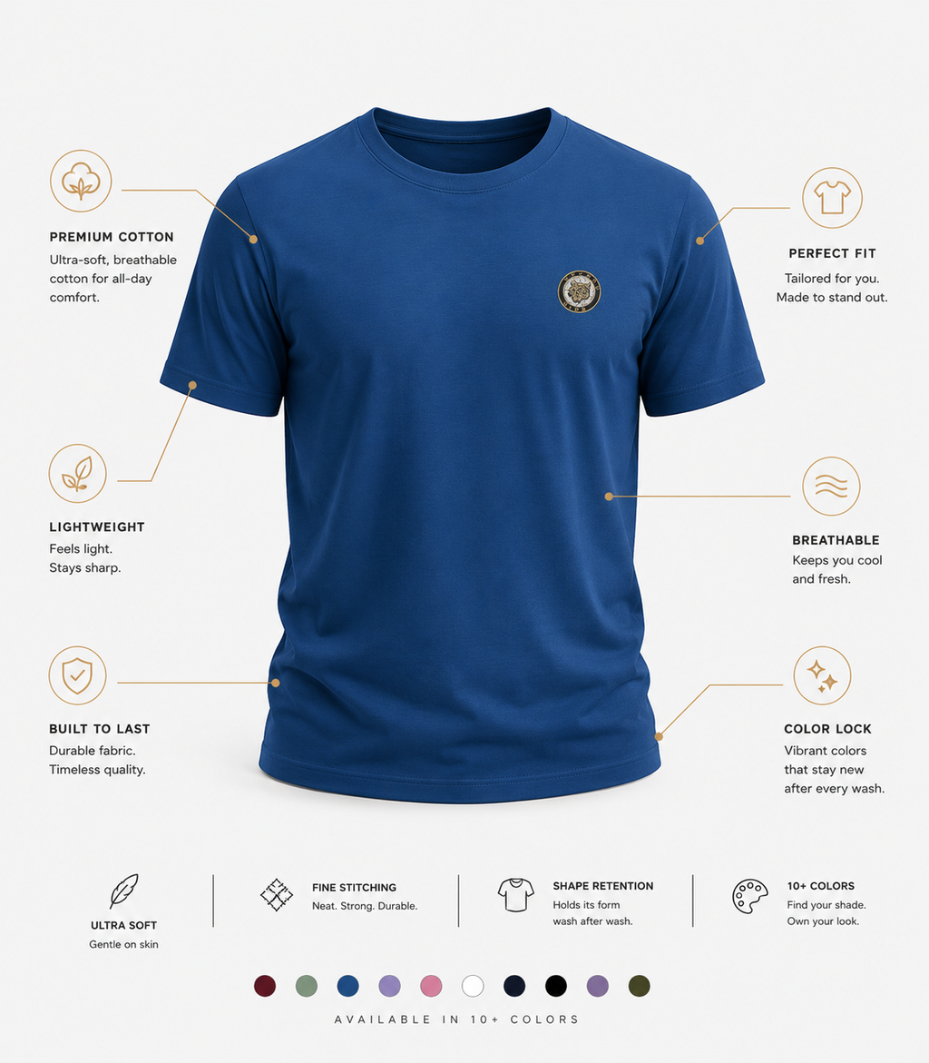 Men's Organic Cotton Crew Neck T-Shirt with Compass Logo Patch
