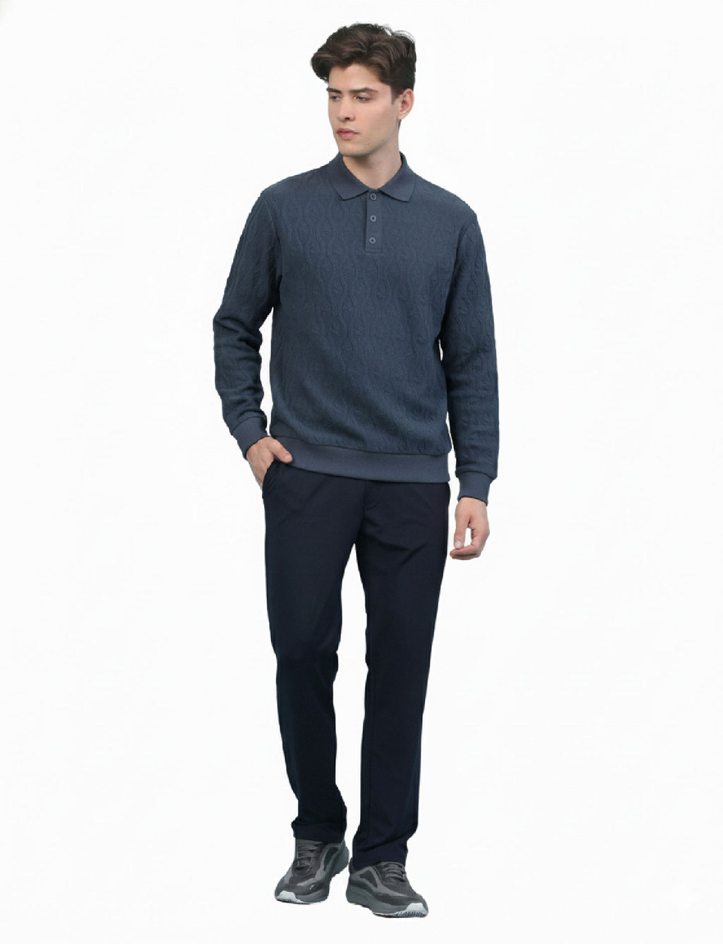 Textured Polo: Heritage Blue