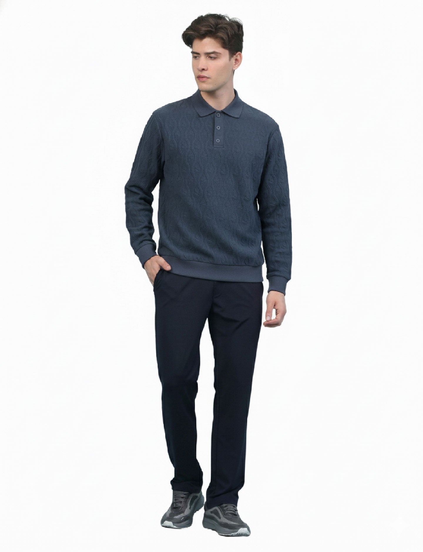 Textured Polo: Heritage Blue