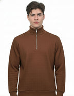 Texture Quater Zip: Brown