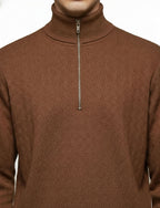 Texture Quater Zip: Brown