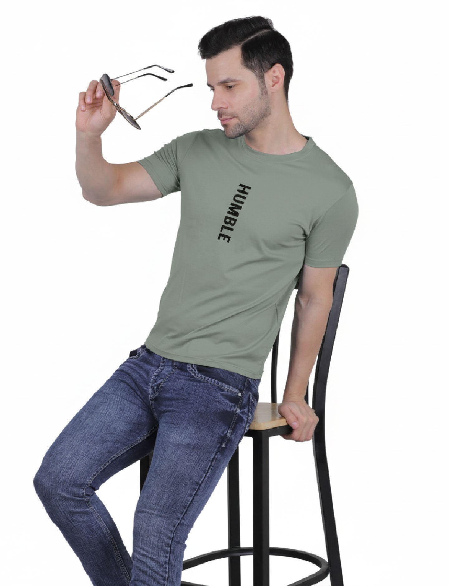 Men's Athletic Vertical "HUMBLE" T-Shirt SAGE GREEN