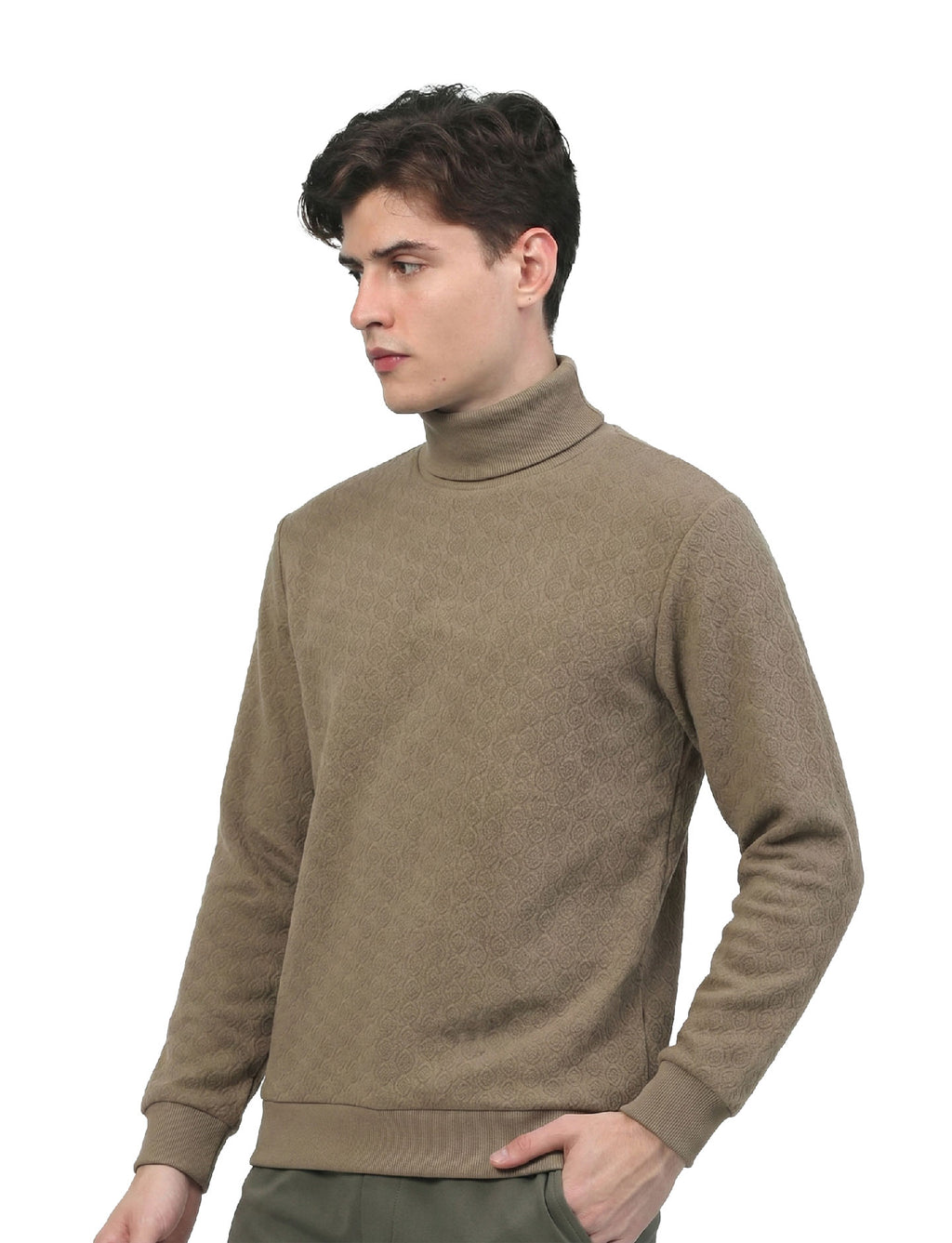 Textured High Neck: Beige