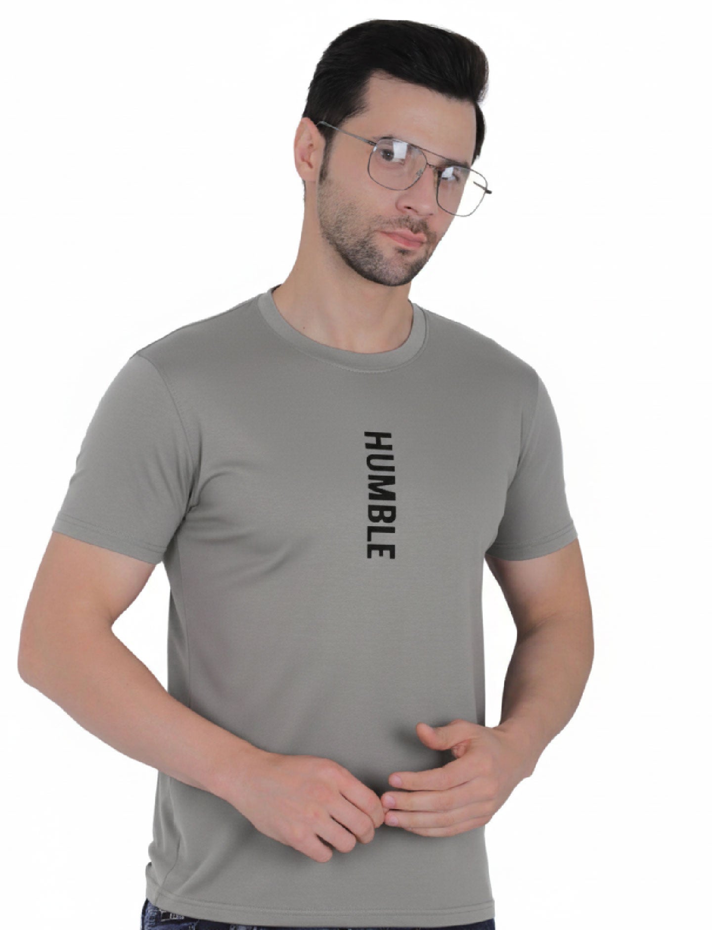 Men's Athletic Vertical "HUMBLE" T-Shirt SILVER GREY