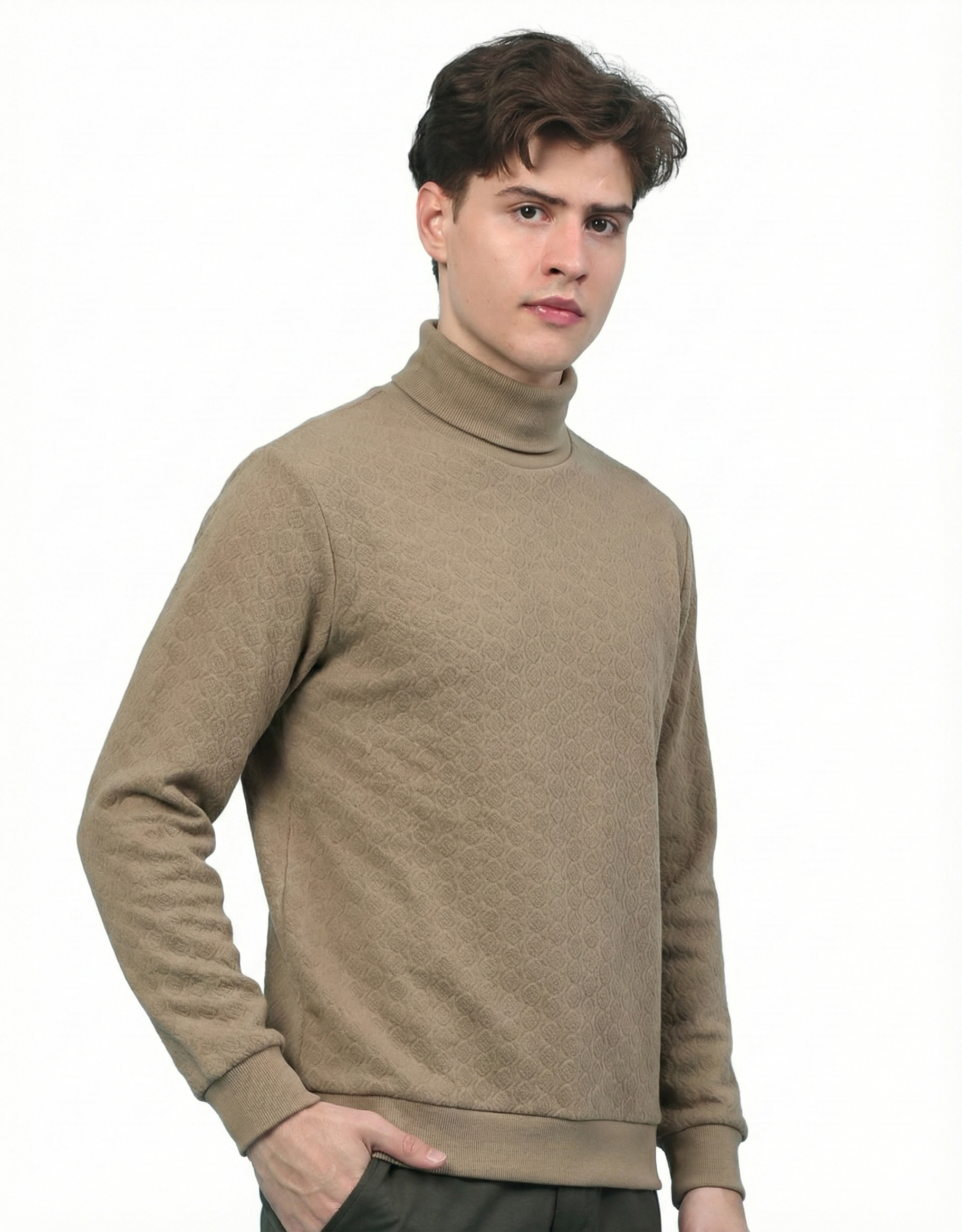 Textured High Neck: Beige