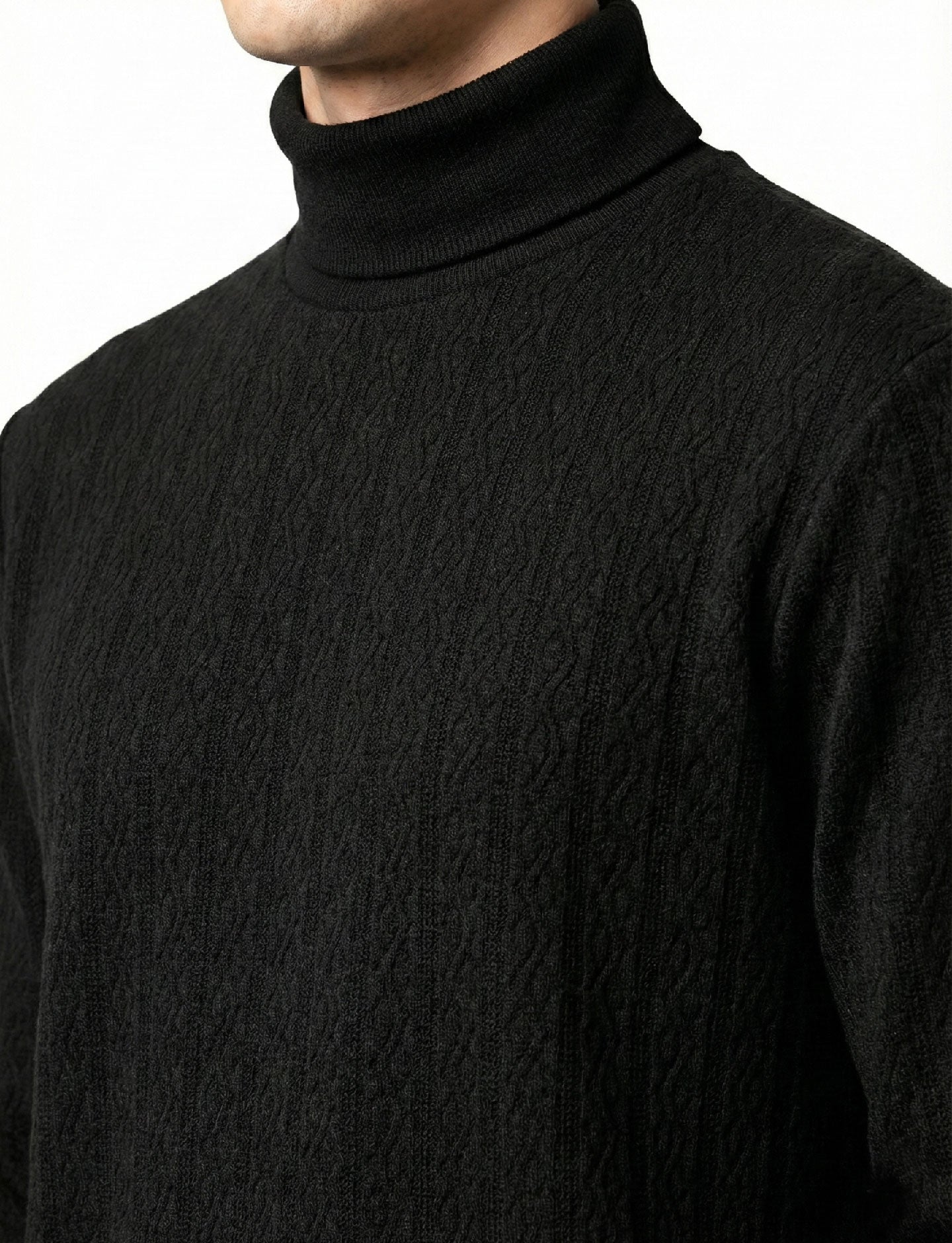 Textured High Neck: Black