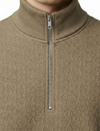 Textured Quater Zip: Beige