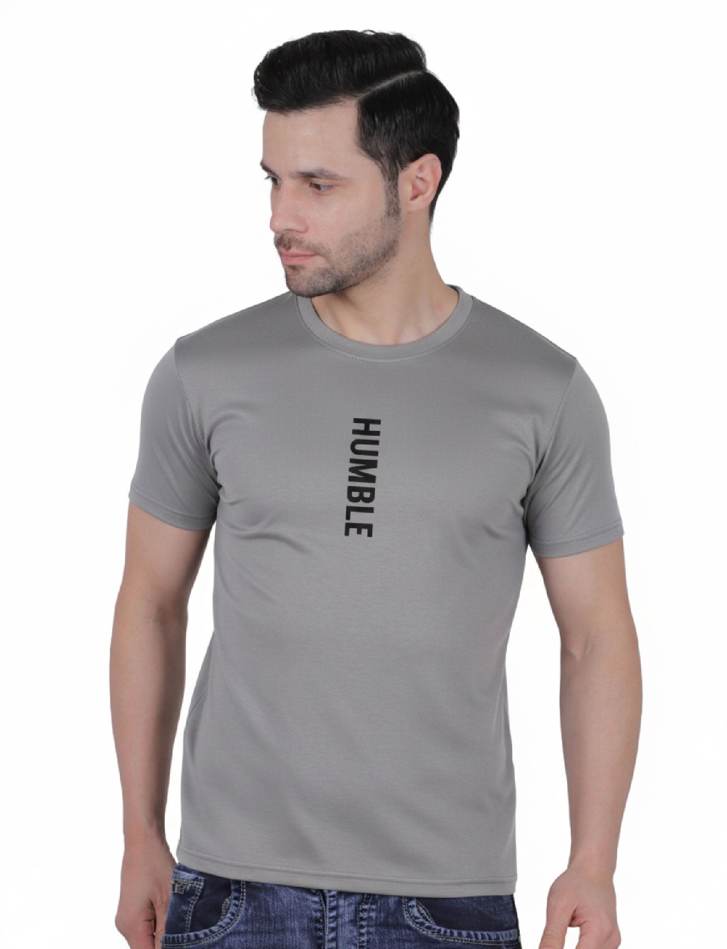 Men's Athletic Vertical "HUMBLE" T-Shirt SILVER GREY