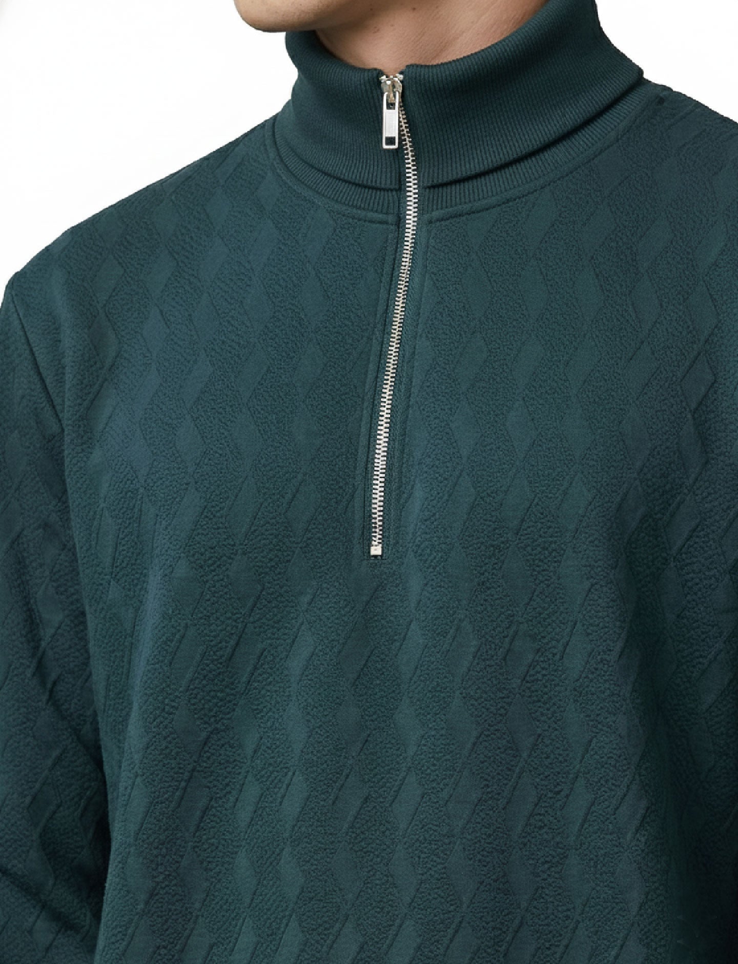 Textured Quater Zip: Teal