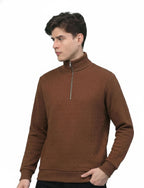 Texture Quater Zip: Brown
