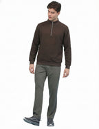 Textured Quater Zip : Mocha Brown