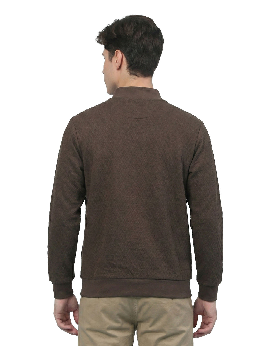 Textured Quater Zip : Mocha Brown