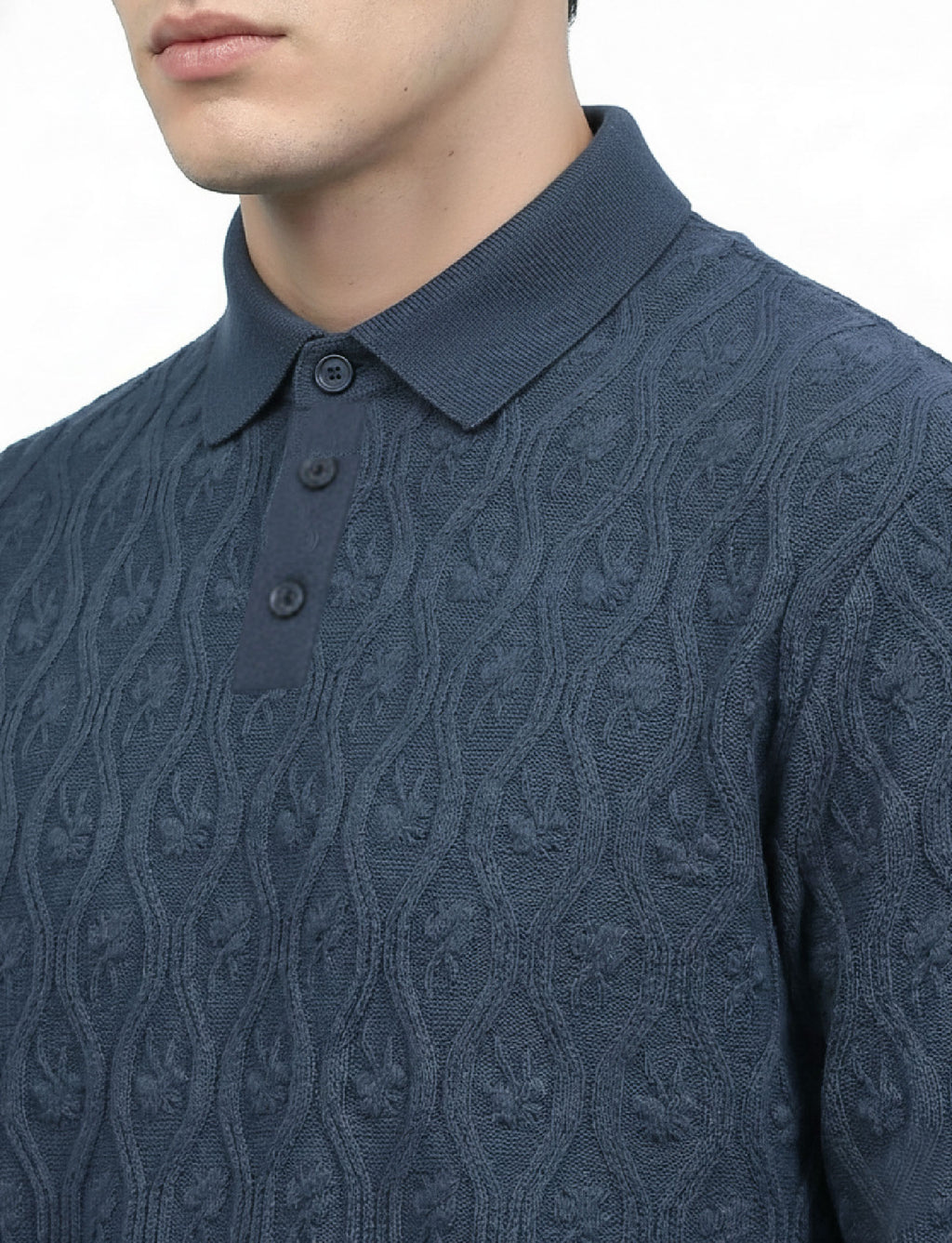 Textured Polo: Heritage Blue