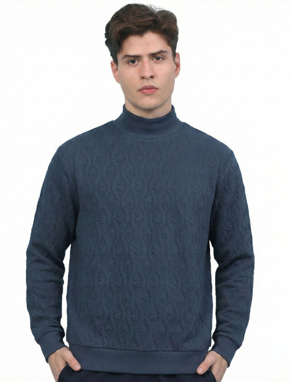 Textured High Neck: Heritage Blue