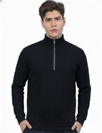 Texured Quater Zip: Black
