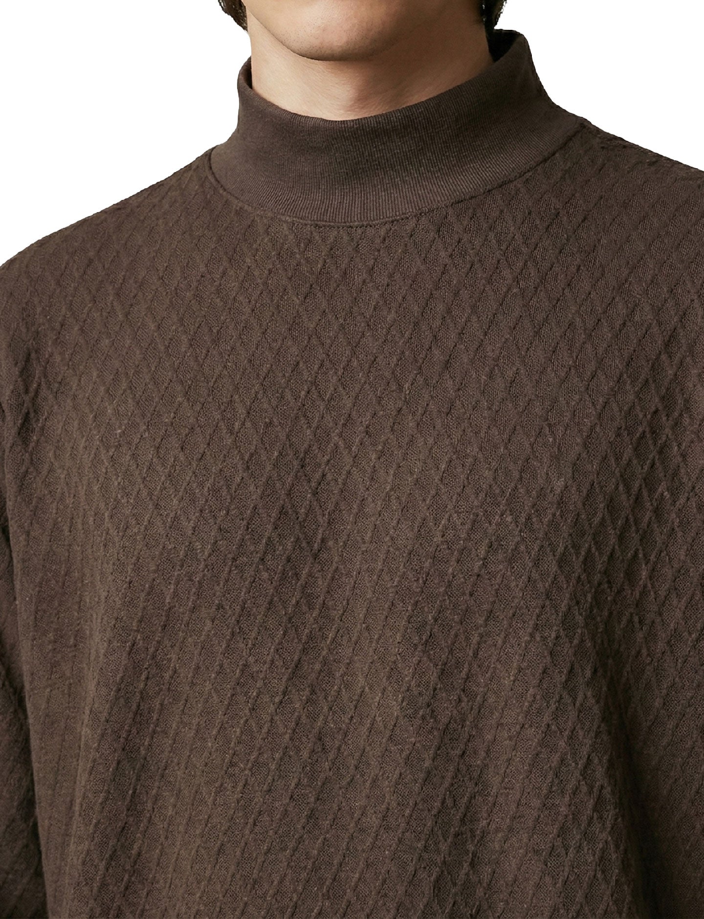 Textured High Neck: Mocha Brown